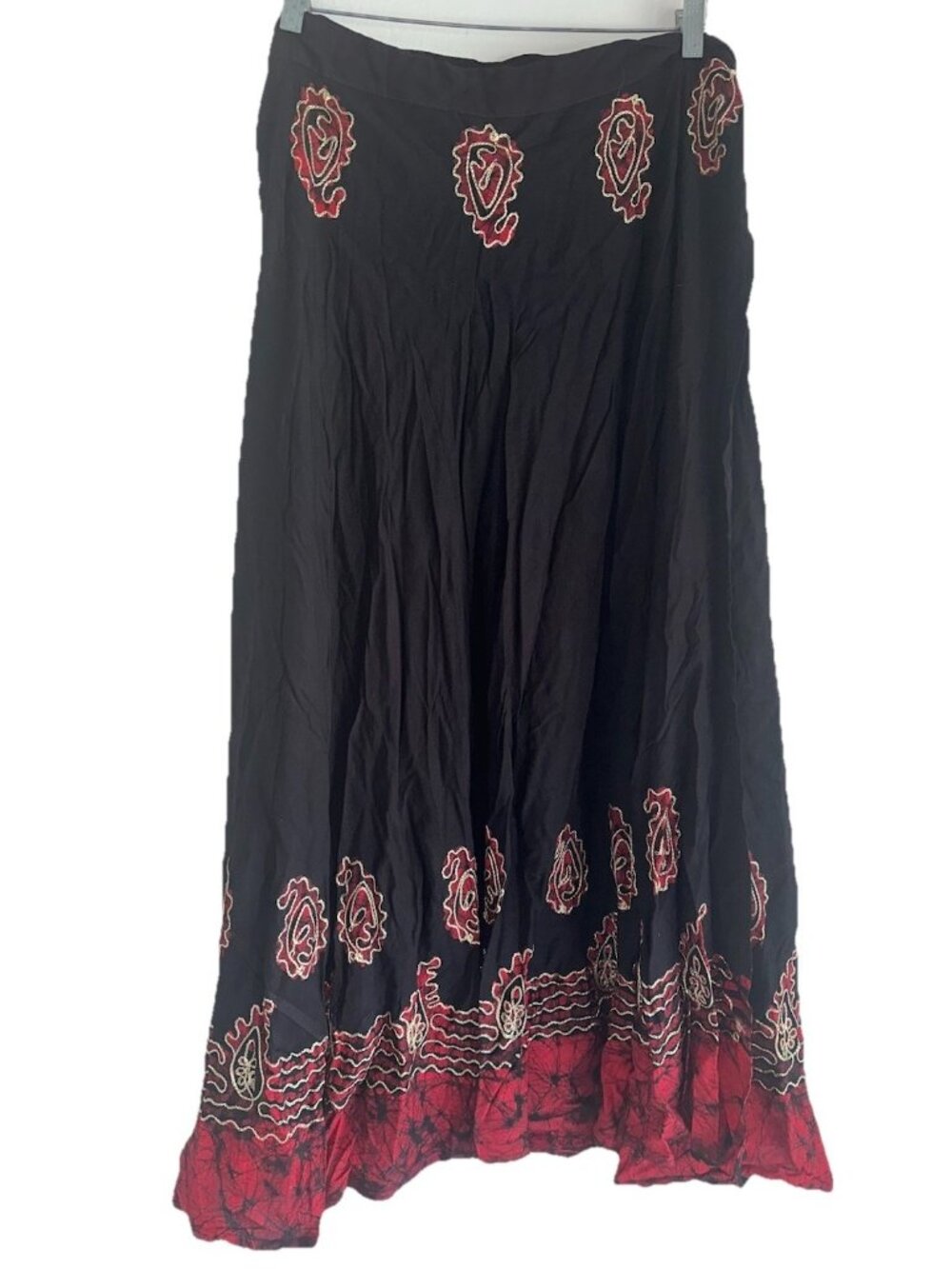 Fashion Terminal Wrap Skirt Womens Embroidered Boho Festival Free Size Black Red